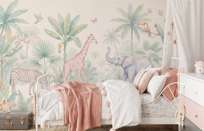 Pastel Butterflies Wallpaper Tropical Safari Wall Mural