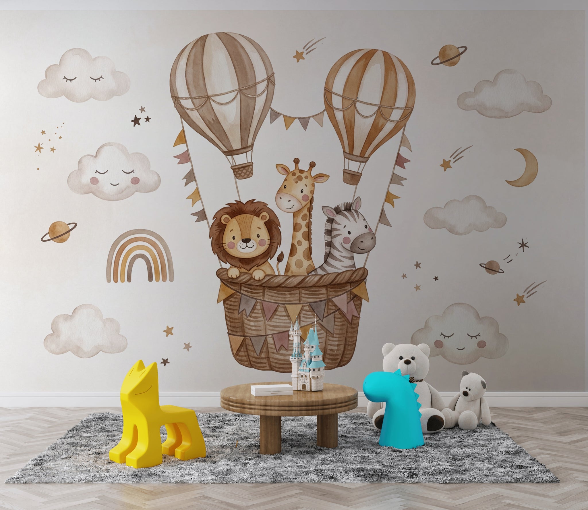 Hot Air Balloon Wallpaper Balloon Ride Removable Nursery Wall Decor