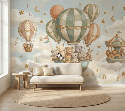 Muted Green Wallpaper Beige Clouds Beige Clouds Wall Mural