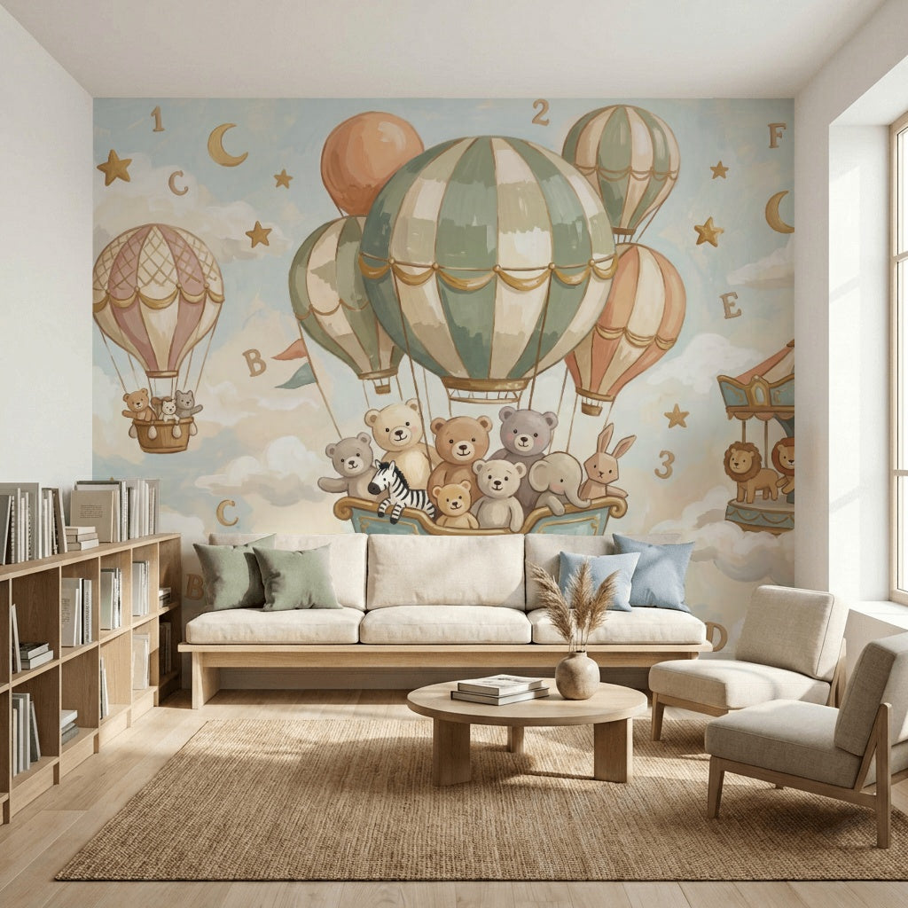 Muted Green Wallpaper Beige Clouds Beige Clouds Wall Mural