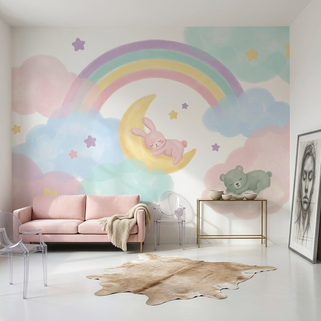 White Background Wallpaper Nursery Removable Kids Room Wall Decor