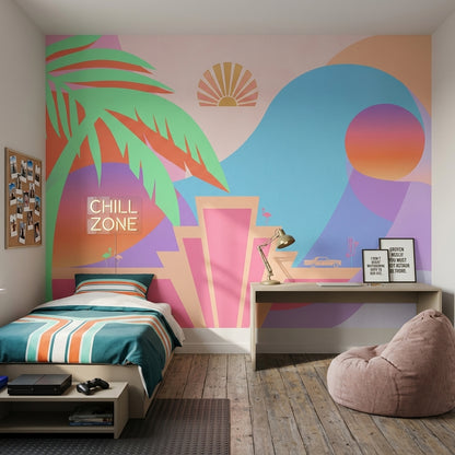 Art Deco Wallpaper Miami Vibe Tropical Wall Mural