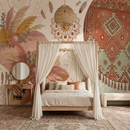 Boho Wallpaper Global Inspired Removable Moroccan Geometric Wall Decor