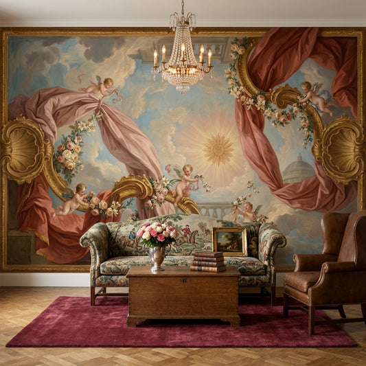 Classical Fresco Wallpaper Cherubs Removable Cloud Sky Wall Decor