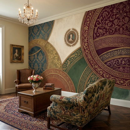 Neoclassical Wallpaper Medallion Damask Removable Wall Decor