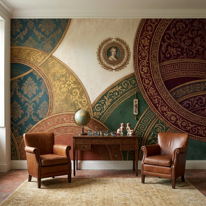 Neoclassical Wallpaper Medallion Damask Removable Wall Decor