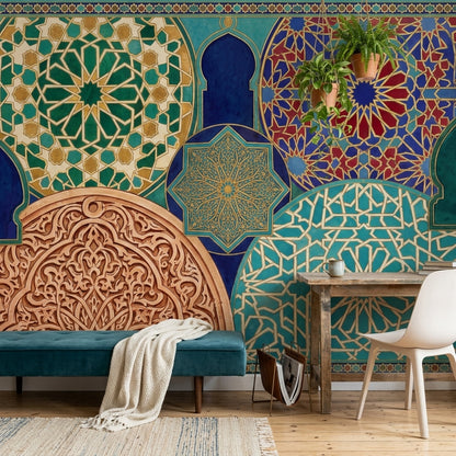 Moroccan Wallpaper Islamic Geometric Removable Mosaic Tile Wall Decor