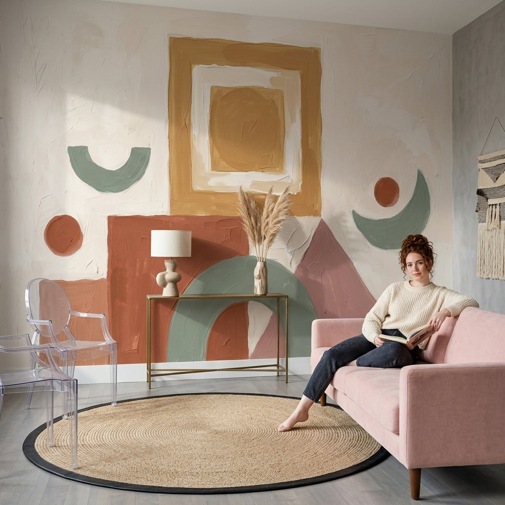 Abstract Wallpaper Geometric Earth Tones Removable Wall Decor