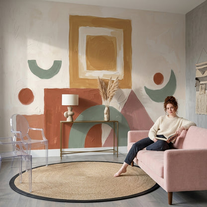 Abstract Wallpaper Geometric Earth Tones Removable Wall Decor