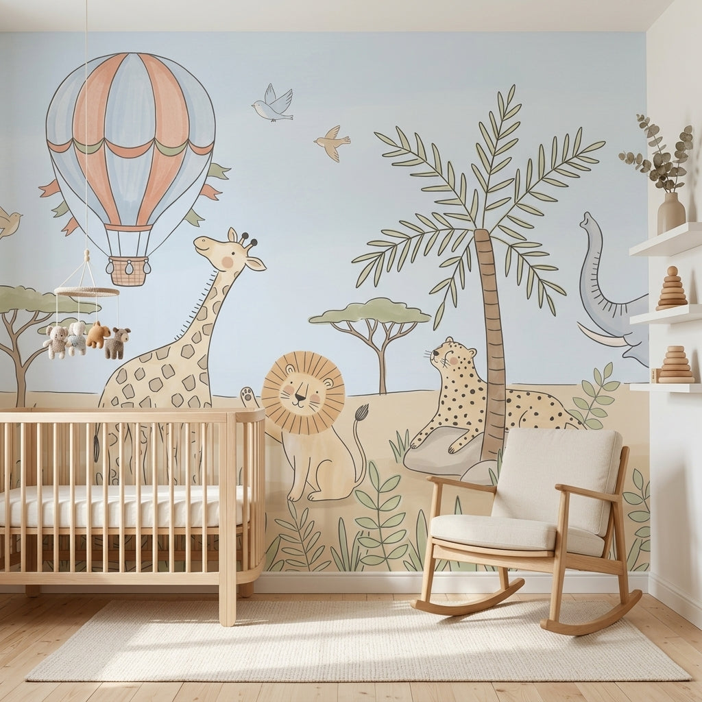 Hot Air Balloon Wallpaper Safari Jungle Wall Mural
