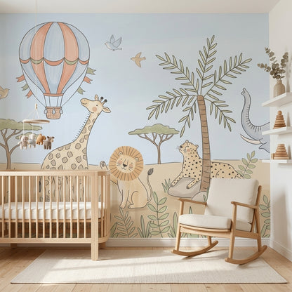 Hot Air Balloon Wallpaper Safari Jungle Wall Mural