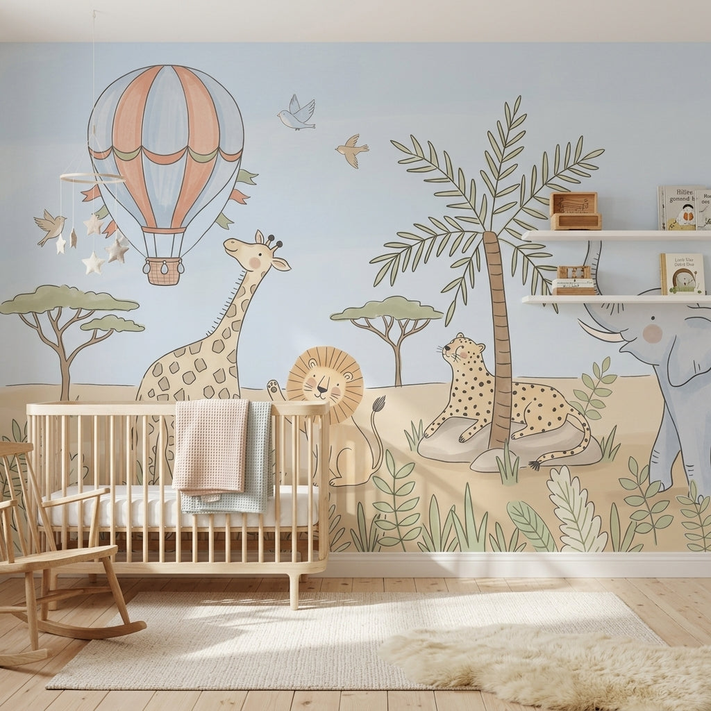 Hot Air Balloon Wallpaper Safari Jungle Wall Mural