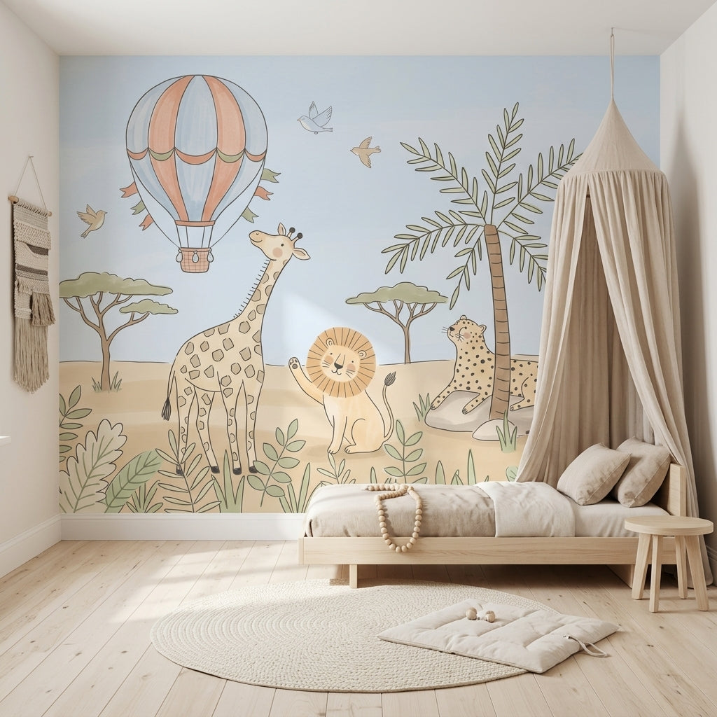 Hot Air Balloon Wallpaper Safari Jungle Wall Mural