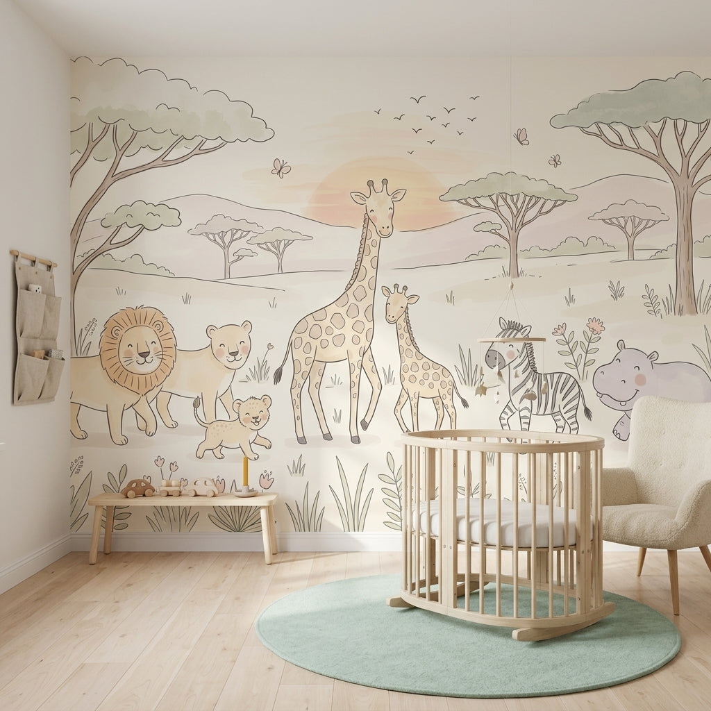 Safari Wallpaper Savanna Giraffe Removable Wall Decor