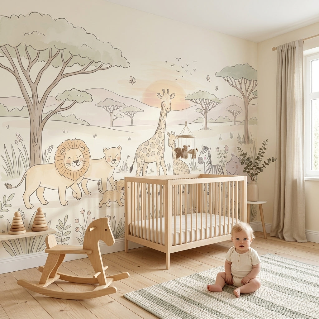 Safari Wallpaper Savanna Giraffe Removable Wall Decor