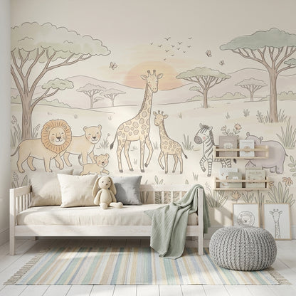 Safari Wallpaper Savanna Giraffe Removable Wall Decor