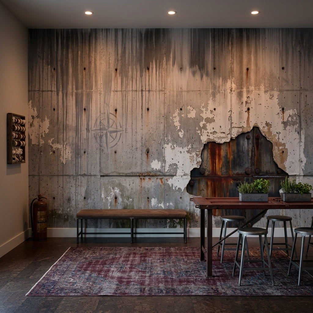 Texture Grunge Wallpaper Concrete Removable Rust Wall Decor