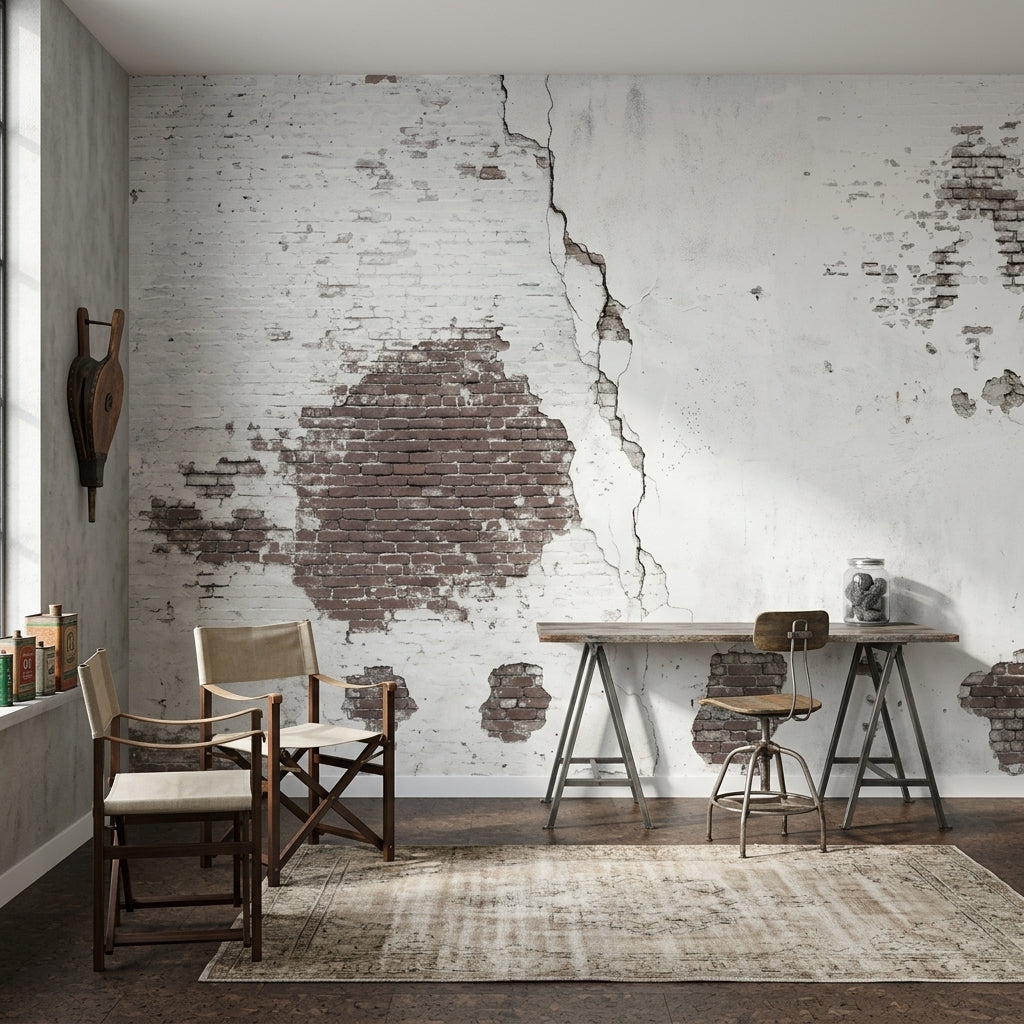 Distressed Wall Wallpaper Peeling Paint Exposed Brick Removable Wall Decor