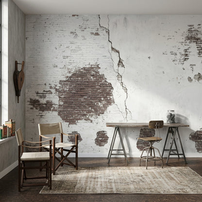 Distressed Wall Wallpaper Peeling Paint Exposed Brick Removable Wall Decor