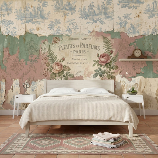 Vintage Wallpaper French Paris Removable Wall Decor