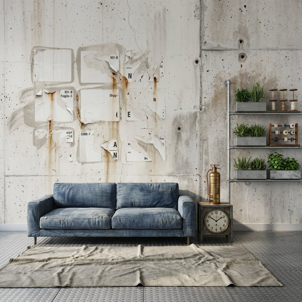 Concrete Wall Wallpaper Cement Surface Industrial Removable Wall Decor