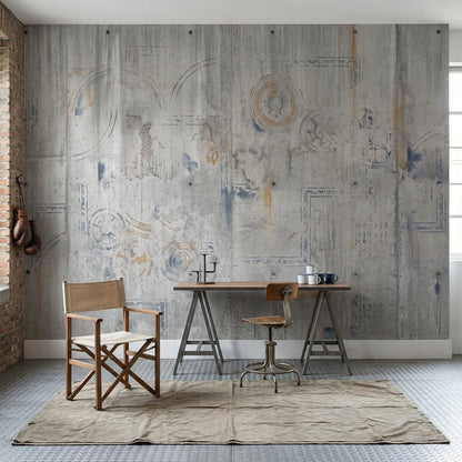 Industrial Concrete Wallpaper Abstract Stencil Gray Distressed Wall Mural