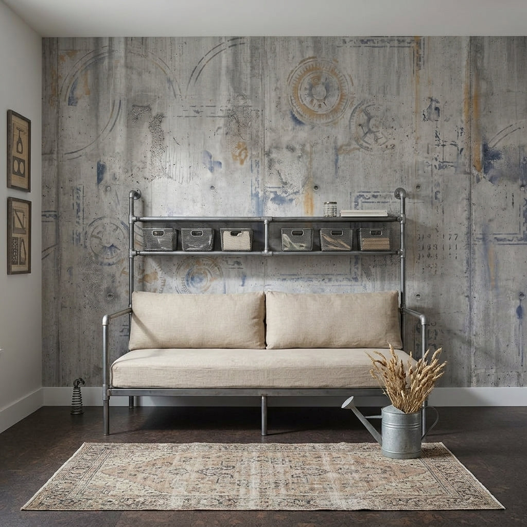 Industrial Concrete Wallpaper Abstract Stencil Gray Distressed Wall Mural