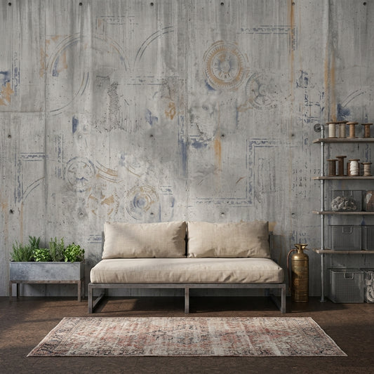 Industrial Concrete Wallpaper Abstract Stencil Gray Distressed Wall Mural