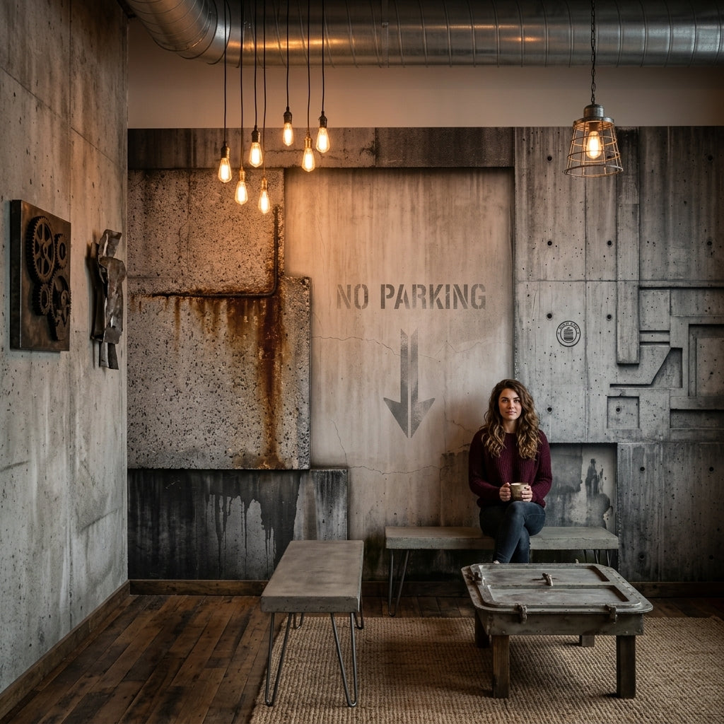 Concrete Wall Wallpaper Industrial Urban Removable Wall Decor