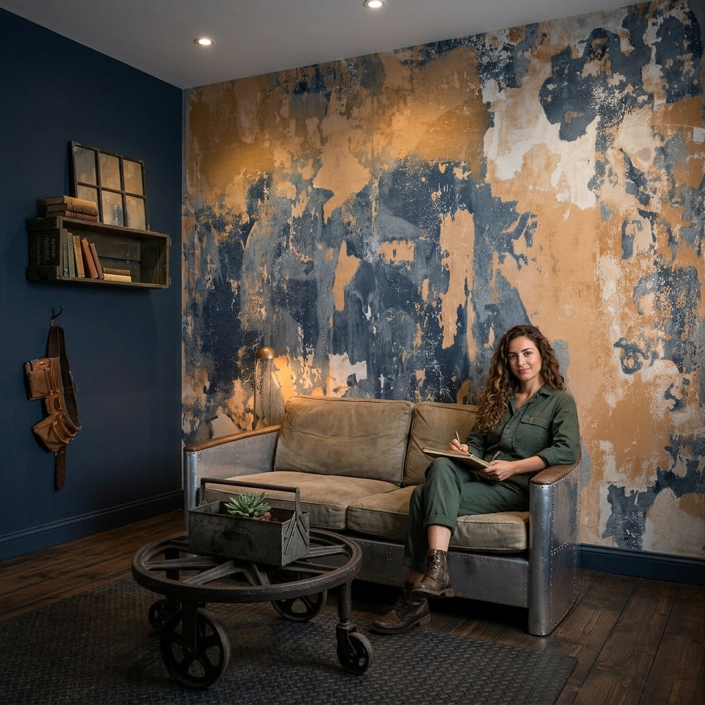 Concrete Wall Wallpaper Industrial Distressed Removable Wall Decor