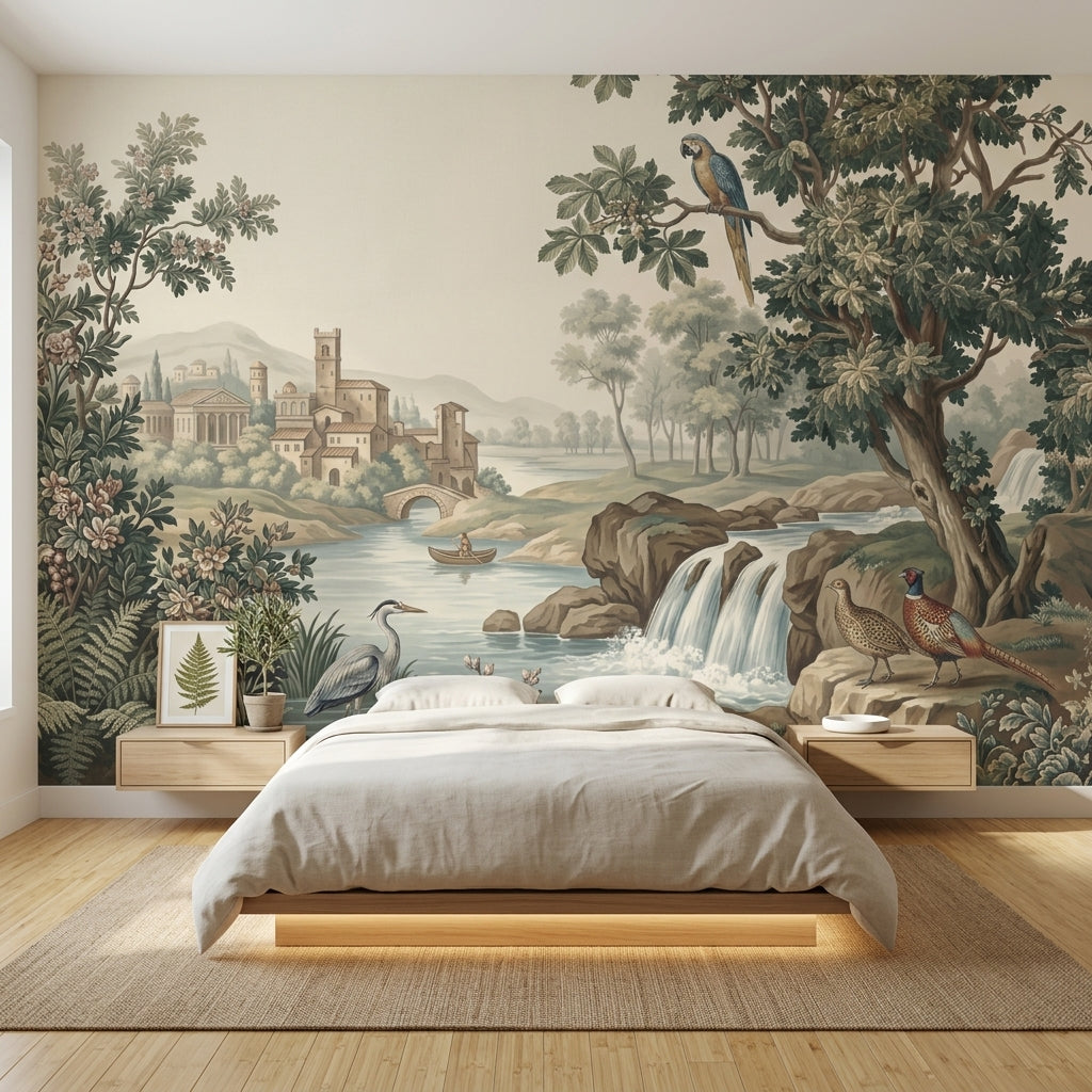 Pastoral Wallpaper Vintage Landscape Wall Mural