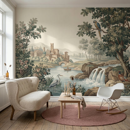Pastoral Wallpaper Vintage Landscape Wall Mural