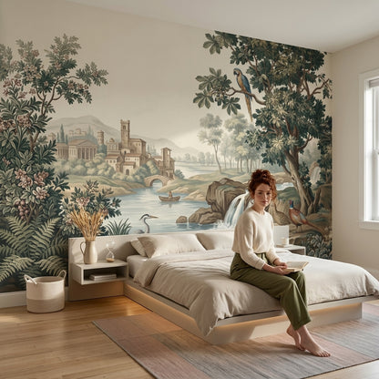 Pastoral Wallpaper Vintage Landscape Wall Mural