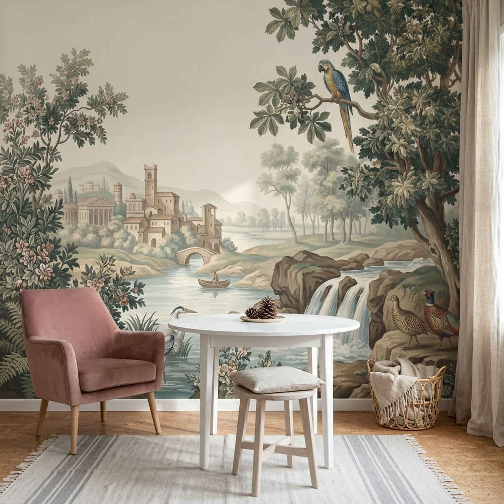 Pastoral Wallpaper Vintage Landscape Wall Mural