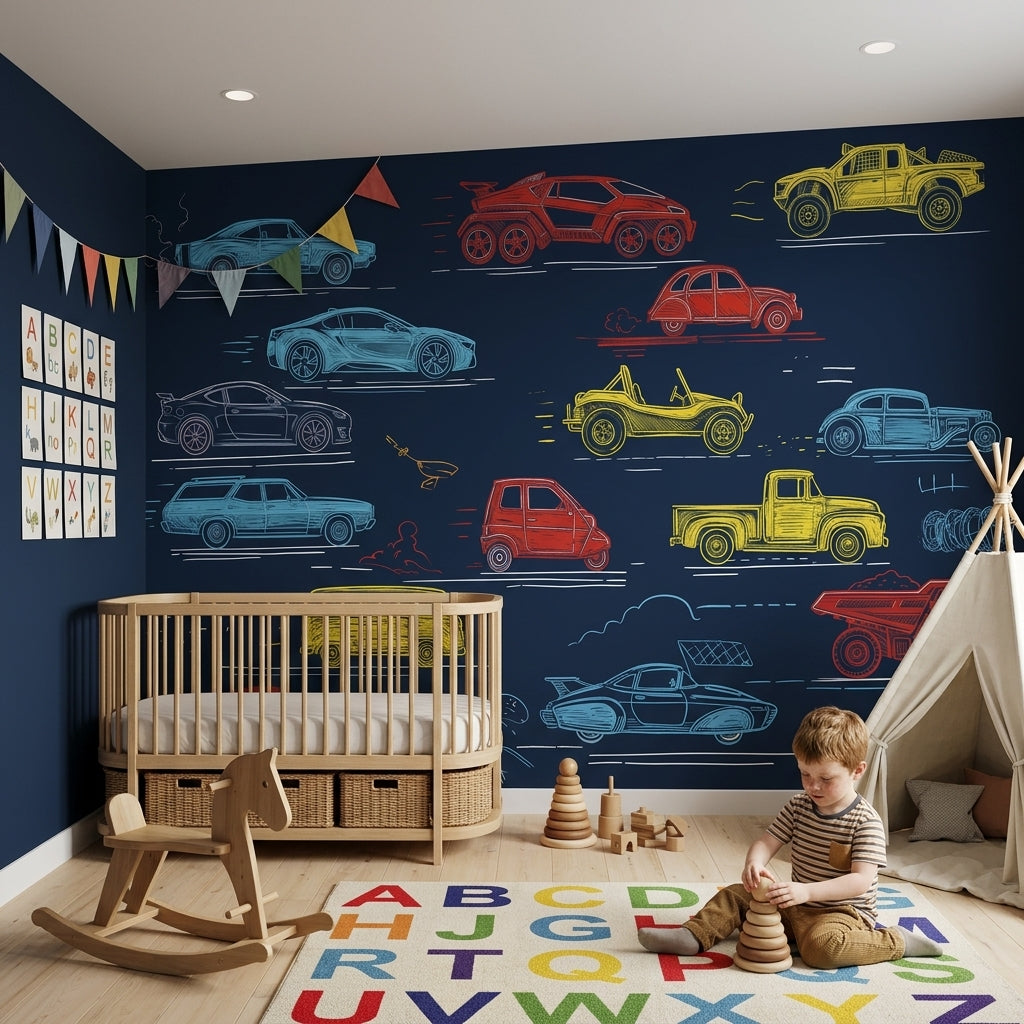 Mid Century Modern Wallpaper Retro Removable Kids Wall Decor