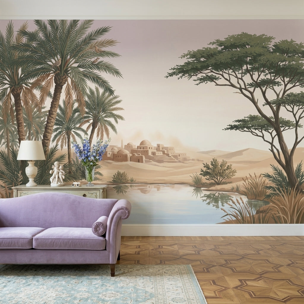 Desert Oasis Wallpaper Middle Eastern Village Adobe Domes Wall Mural