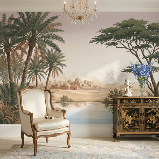 Desert Oasis Wallpaper Middle Eastern Village Adobe Domes Wall Mural