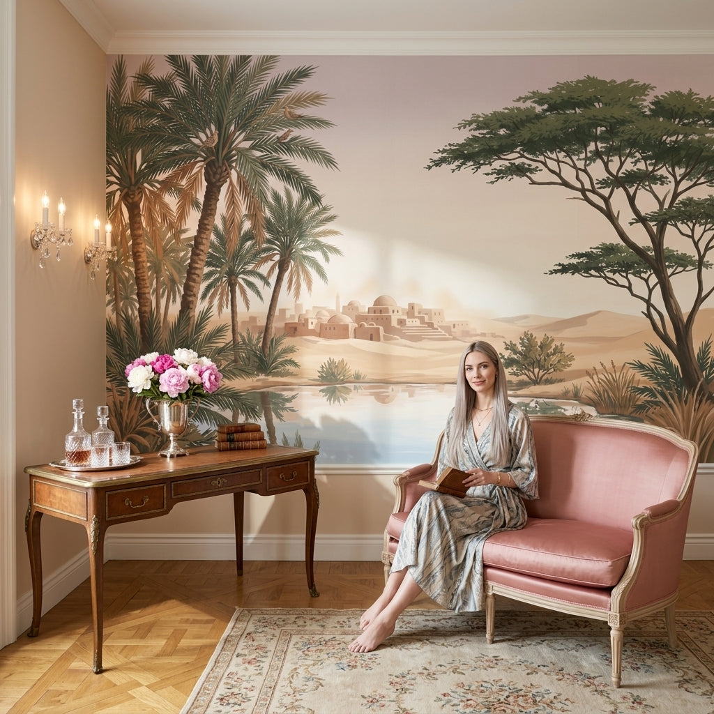Desert Oasis Wallpaper Middle Eastern Village Adobe Domes Wall Mural