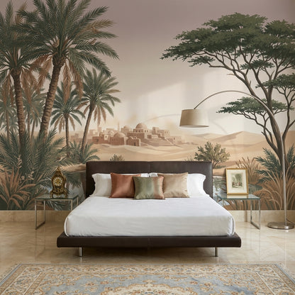 Desert Oasis Wallpaper Middle Eastern Village Adobe Domes Wall Mural
