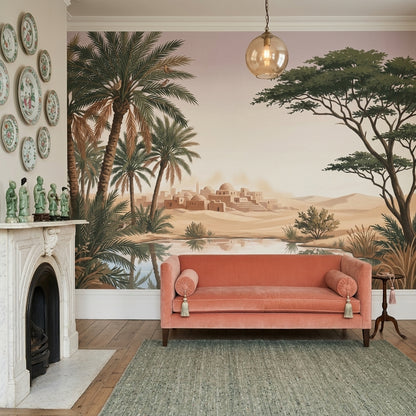 Desert Oasis Wallpaper Middle Eastern Village Adobe Domes Wall Mural