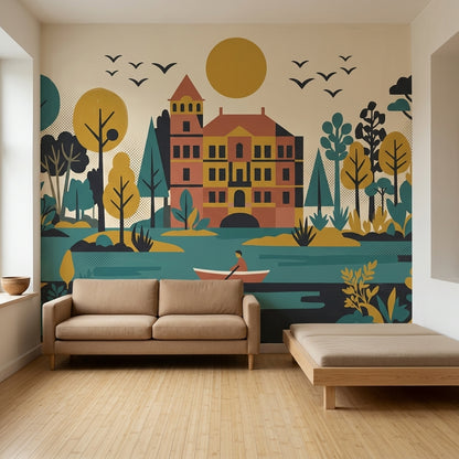 Mid Century Modern Wallpaper Retro Vintage Wall Mural