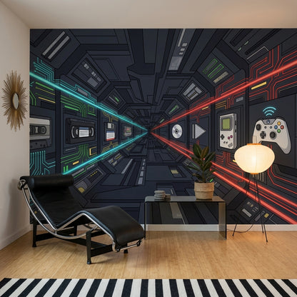 Walls Wallpaper Circuit Gaming Removable Wall Decor