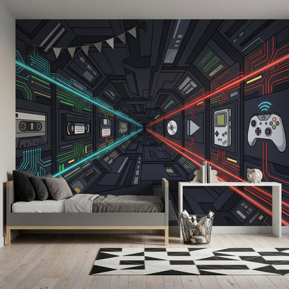 Walls Wallpaper Circuit Gaming Removable Wall Decor
