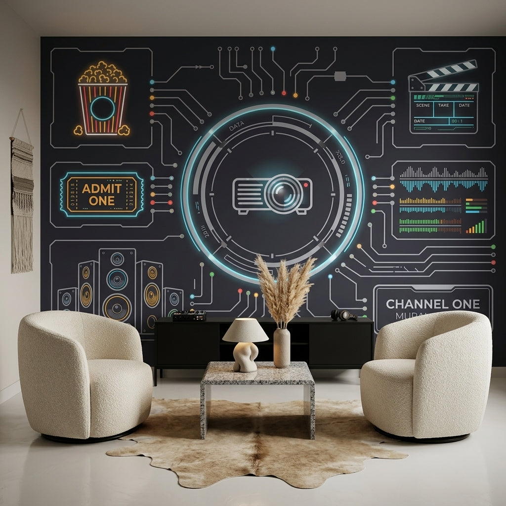 HUD Interface Wallpaper Circuit Board Futuristic Wall Mural