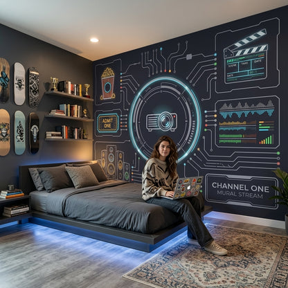 HUD Interface Wallpaper Circuit Board Futuristic Wall Mural