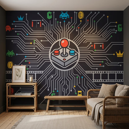 Mid Century Modern Wallpaper Retro Removable Arcade Wall Decor
