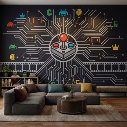 Mid Century Modern Wallpaper Retro Removable Arcade Wall Decor