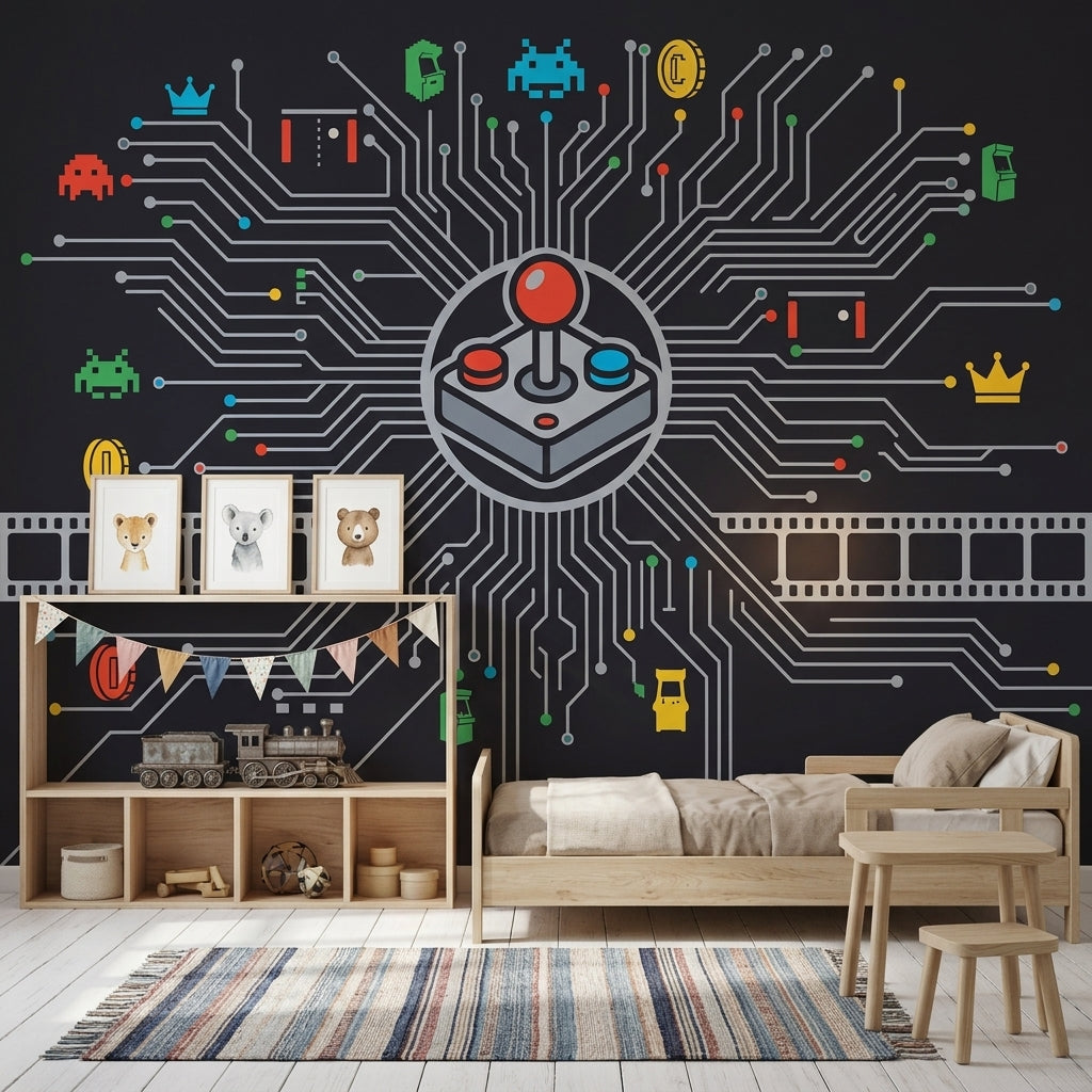Mid Century Modern Wallpaper Retro Removable Arcade Wall Decor