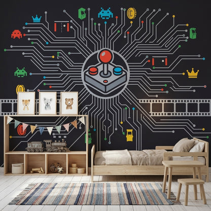 Mid Century Modern Wallpaper Retro Removable Arcade Wall Decor