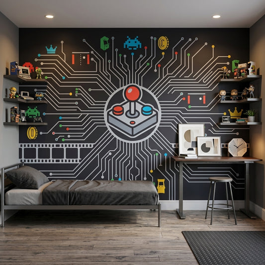 Mid Century Modern Wallpaper Retro Removable Arcade Wall Decor